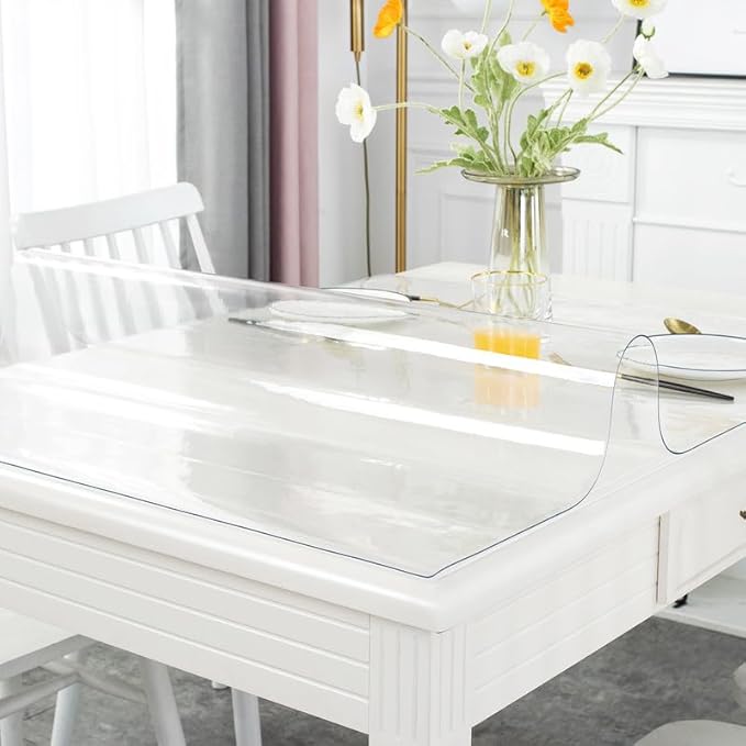 Warmstar Clear Table Cover Protector 16 x 32 Inch,1.5mm Thick Plastic Table Cover Rectangle,PVC Clear Table Protector,Desk Protector Mat for Kitchen, Dresser, Writing Desk，Dining Room Table