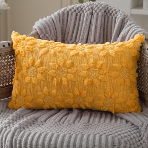 Spring Summer Pillow Covers 12x20 inch Set of 2 Yellow Sunflower (2 Count)