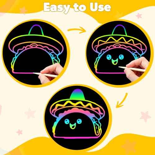 60Pcs Rainbow Scratch Drawing Art Paper Craft Set for Kids Boys Girls (60 Count)