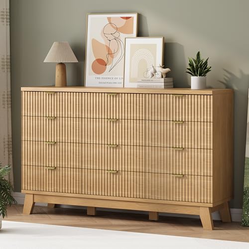 Fluted Dresser for Bedroom with 12 Drawers