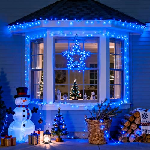 8 Modes 163 FT 500 LED Blue Christmas Lights Outdoor Waterproof (163 Foot)