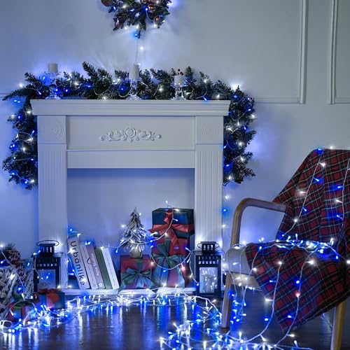 163ft 500 LED Blue and White Christmas Lights with 8 Modes (163 Foot)