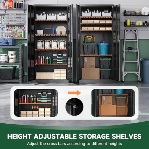Metal Garage Storage Cabinets with Lock Door and Adjustable Shelves