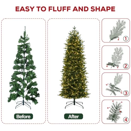 7.5 ft Prelit Pencil Christmas Tree with 400 Warm White LEDs