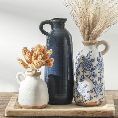 Ceramic Vase Set of 3 with Handle (3 Count)