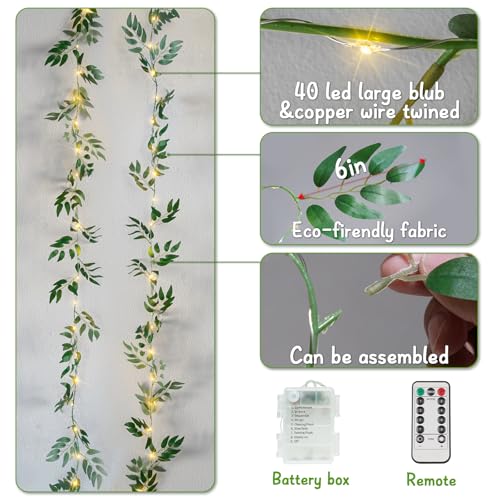13.1FT 40LED Willow Vine with Lights Battery Powered Copper Wire