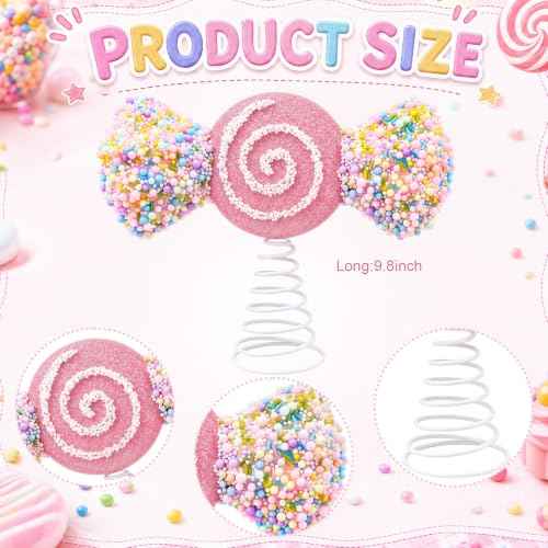 Christmas Tree Topper Decor 9.8" Pastel Candy Cane Treetop Ornament