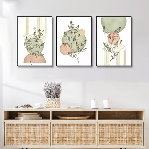 3Pcs Sage Green Boho Canvas Wall Art (3 Count)