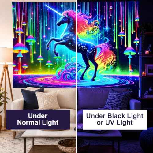 Blacklight Tapestry Fantasy Galaxy Wall Art 59 x 78 Inch