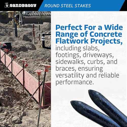 36" Round Steel Concrete Form Stakes with Nail Holes