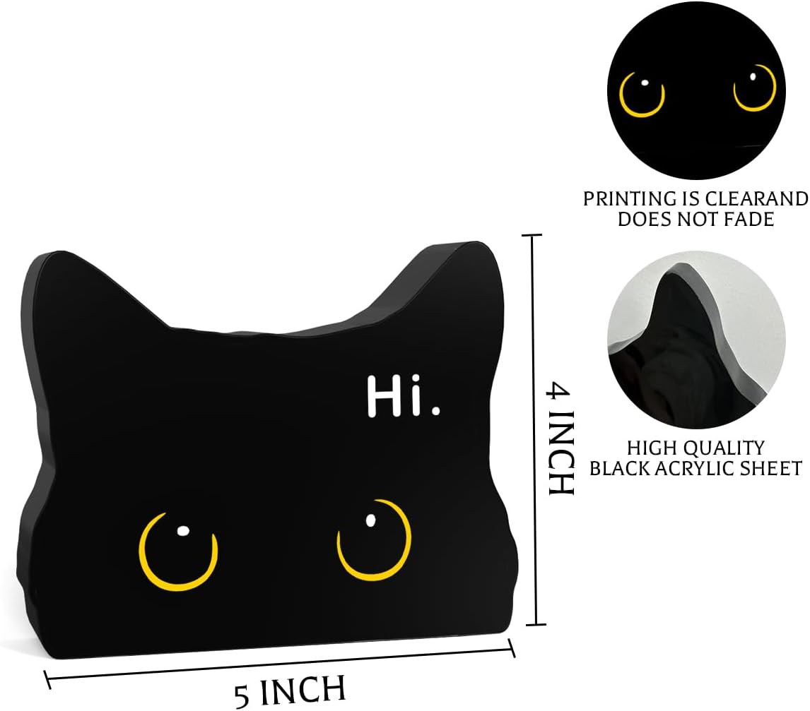 Black Cat Funny Home Bathroom Acrylic Decor Sign Black Cat Decor Cat Bathroom Decor Cat Decor for Home Bathroom Living Room Cat Lover Gifts For Women Men
