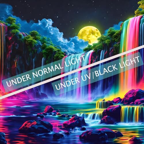 Blacklight Fantasy Waterfall Moon Tapestry