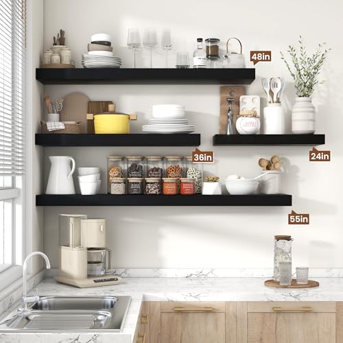 Floating Shelves 15.7" W x 10.3" D Black Set of 2 (2 Count)