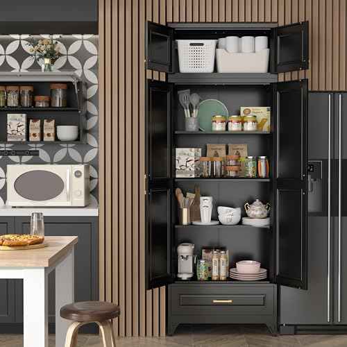90" Metal Storage Cabinet with Doors and 3 Adjustable Shelves