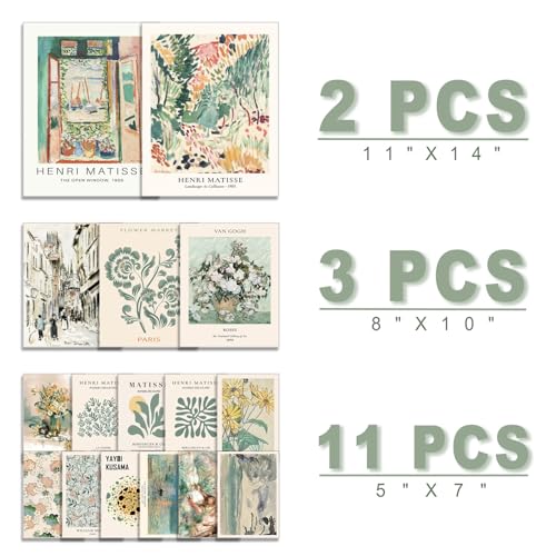 16 PCS Sage Green Wall Art Decor (16 Count)