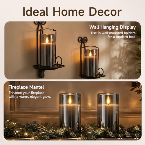 Grey Glass Flameless Candles