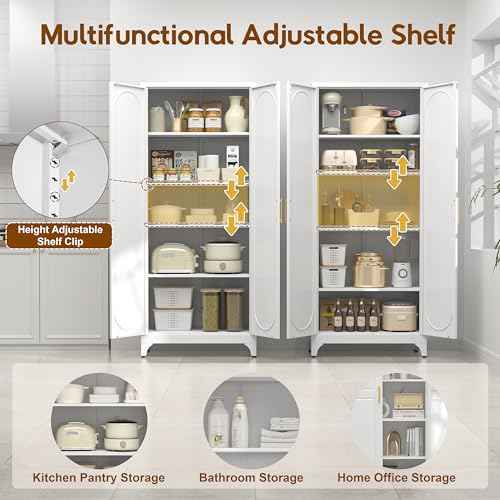 75" Tall Pantry Storage Cabinet with Doors and Adjustable Shelves
