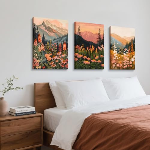 Framed Mountain Wildflower Wall Art Set of 3 (3 Count)