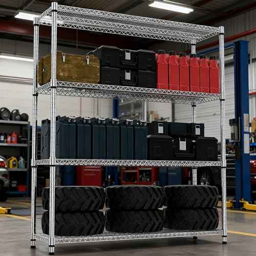 4 Tiers Shelf 2640 lbs Steel Storage Shelving Utility Shelving Unit Steel Organizer Wire Rack for Home (4 Count)