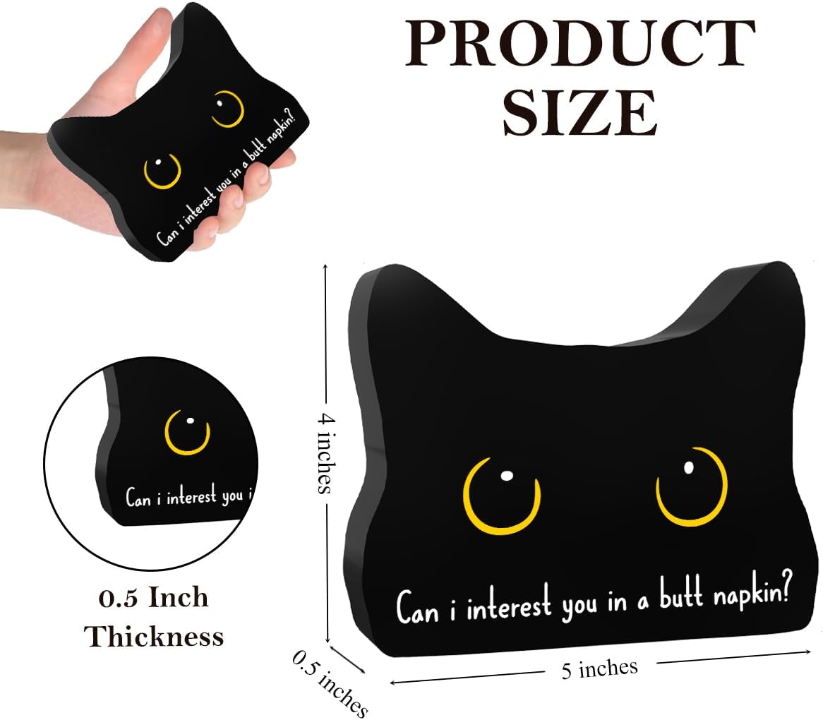 Can I Interest You in a Butt Napkin Funny Bathroom Acrylic Decor Sign Black Cat Decor Cat Decor for Home Bathroom Cat Lover Gifts For Women Men