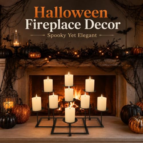 Pillar Fireplace Candle Holder for Inside Fireplace (9 Count)