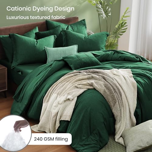 King Size Comforter Set 7 Pieces Emerald Green Bed in a Bag