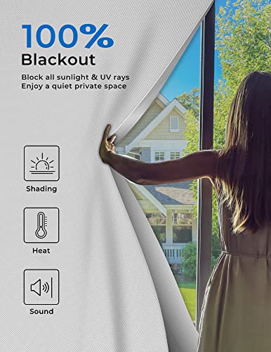 114"x60" Portable Blackout Curtains Blinds for Windows No Drill