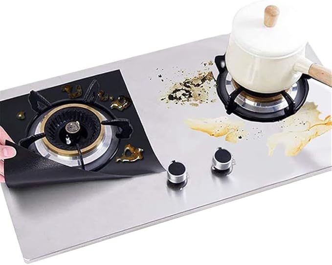 JSEIAJB 4pcs Gas Stove Non-stick Liner Heat Resistant Protector Cooker Mat Pad Kitchen Protect Gas Stove Stovetop Tool(D)