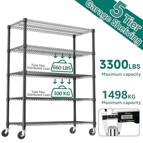 3300LBS 53.1" W 5 Tiers Shelf Steel Storage Shelving Utility Shelving Unit Steel Organizer Wire Rack for Home
