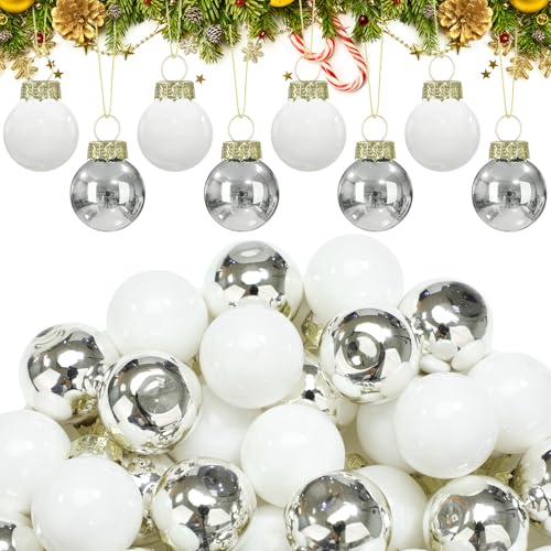 32 Pcs 1'' Mini Glass Christmas Ornament (32 Count)