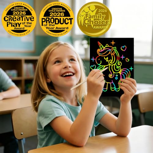 60Pcs Rainbow Scratch Drawing Art Paper Craft Set for Kids Boys Girls (60 Count)