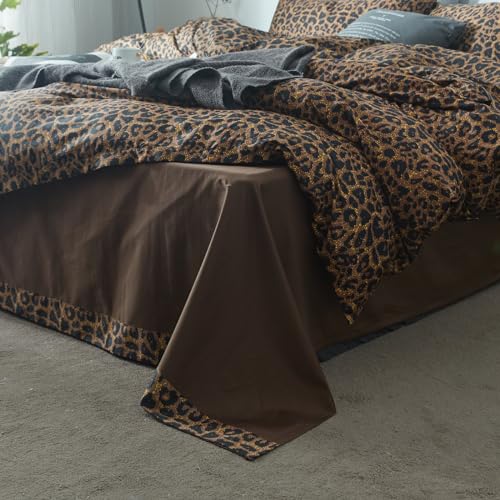 Leopard Print Comforter Set California King Vintage Animal Cheetah Printed Comforter with 2 Pillowcases Fluffy Soft Microfiber Floral Bedding Set 3 Pieces Farmhouse Leopard Pattern Comforter Set