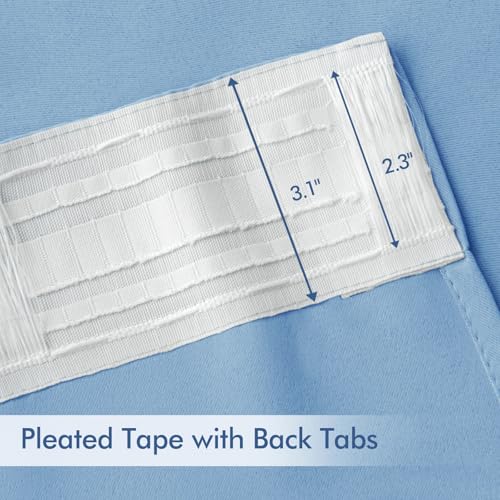 Sky Blue Back Tab Blackout Curtains 52x63 Inches Long 2 Panels Set (2 Count)