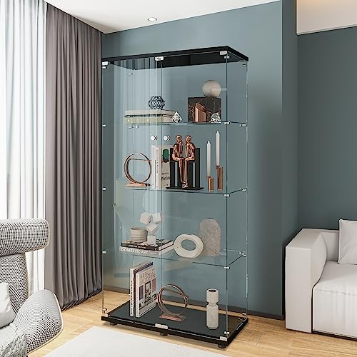 Glass Display Cabinet with 4 Shelves