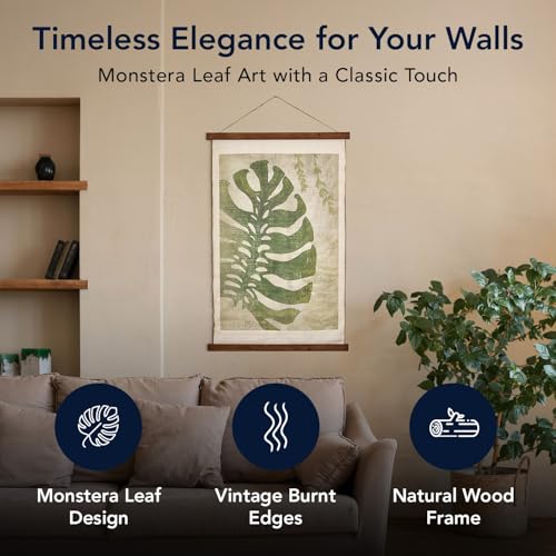 Botanical Monstera Leaf Canvas Wall Tapestry