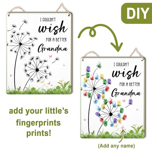 Dandelion DIY Custom Mothers Day Gift For Grandma Fingerprint Sign