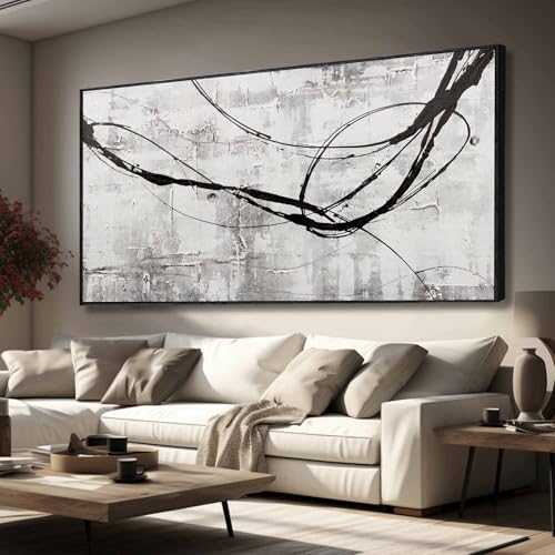 Line Wall Art Pictures Modern Wall Decor Black and White Canvas Wall Paintings 36"x70" Large Poster Printing for Dining Room Bedroom