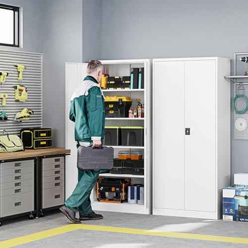 Metal Garage Storage Cabinets with Lock Door and Adjustable Shelves