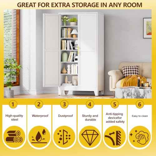 Metal 79“ Kitchen Pantry Cabinet