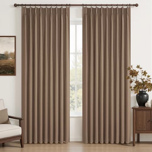 Curtains 60 Inch Length Wide Pinch Pleated Black Out Curtain 84 Inch Long for Living Room (2 Count)