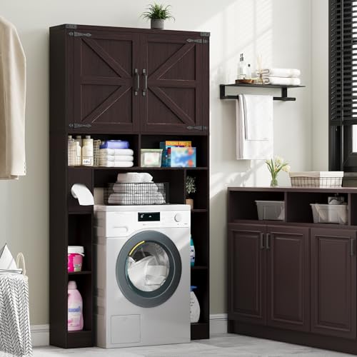 Home Space Saving Toilet Rack with 2 Barn Doors