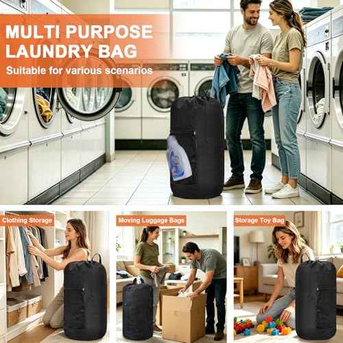 Laundry Bag Backpack Durable Laundry Bag with Shoulder Straps and Mesh Pockets Portable Laundry Hamper Dirty Clothes Bag for College