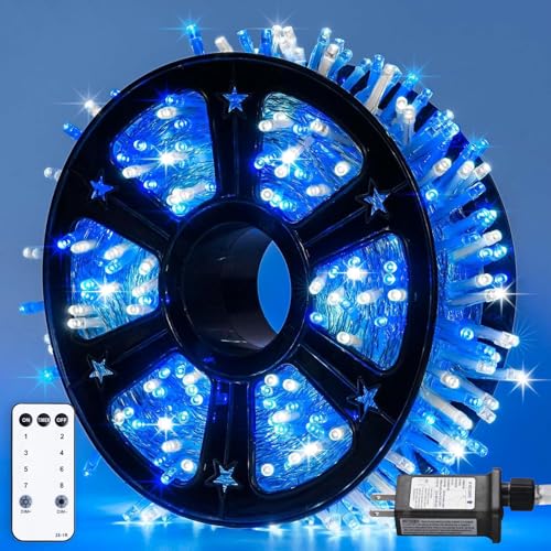 163ft 500 LED Blue and White Christmas Lights with 8 Modes (163 Foot)