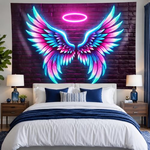 Blacklight Tapestry Angel Wings Wall Art 59 x 78 Inch