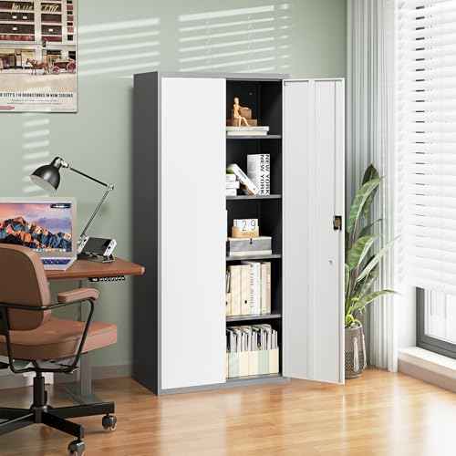 Metal Garage Storage Cabinets with Lock Door and Adjustable Shelves