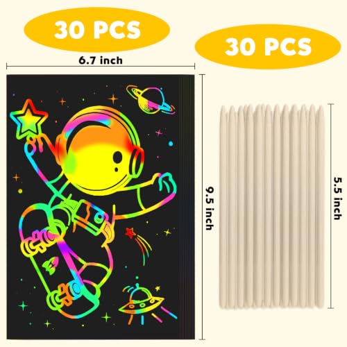 60Pcs Rainbow Scratch Drawing Art Paper Craft Set for Kids Boys Girls (60 Count)