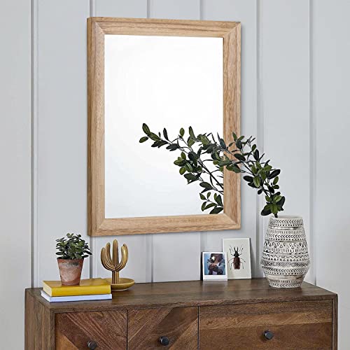 Rustic Mirrors for Wall Rectangle Wooden Frame Hanging Mirror for Bedroom Bathroom Living Room Entryway Large 20"x16"