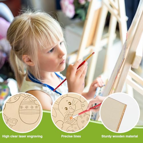 10 Pieces Large Easter Unfinished Wood Crafts to Paint for Adults