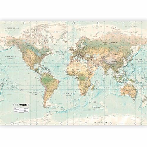 Wall Mural World Map 135x101 in (94.5 Sq Ft)