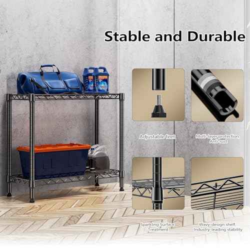 MZG 220 lbs 2 Tier Storage Rack Metal Wire Shelving Unit